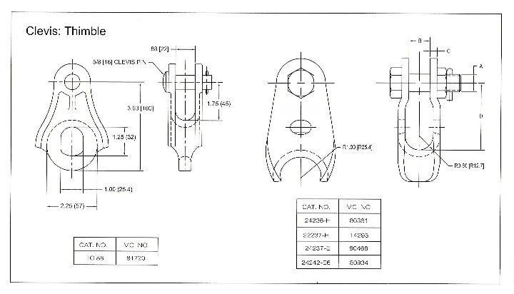 Thimble clevis material and specifications