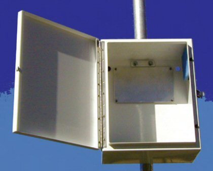 Pole-mounted metal junction box
