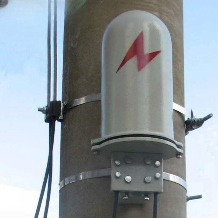 Metal junction box on power lines