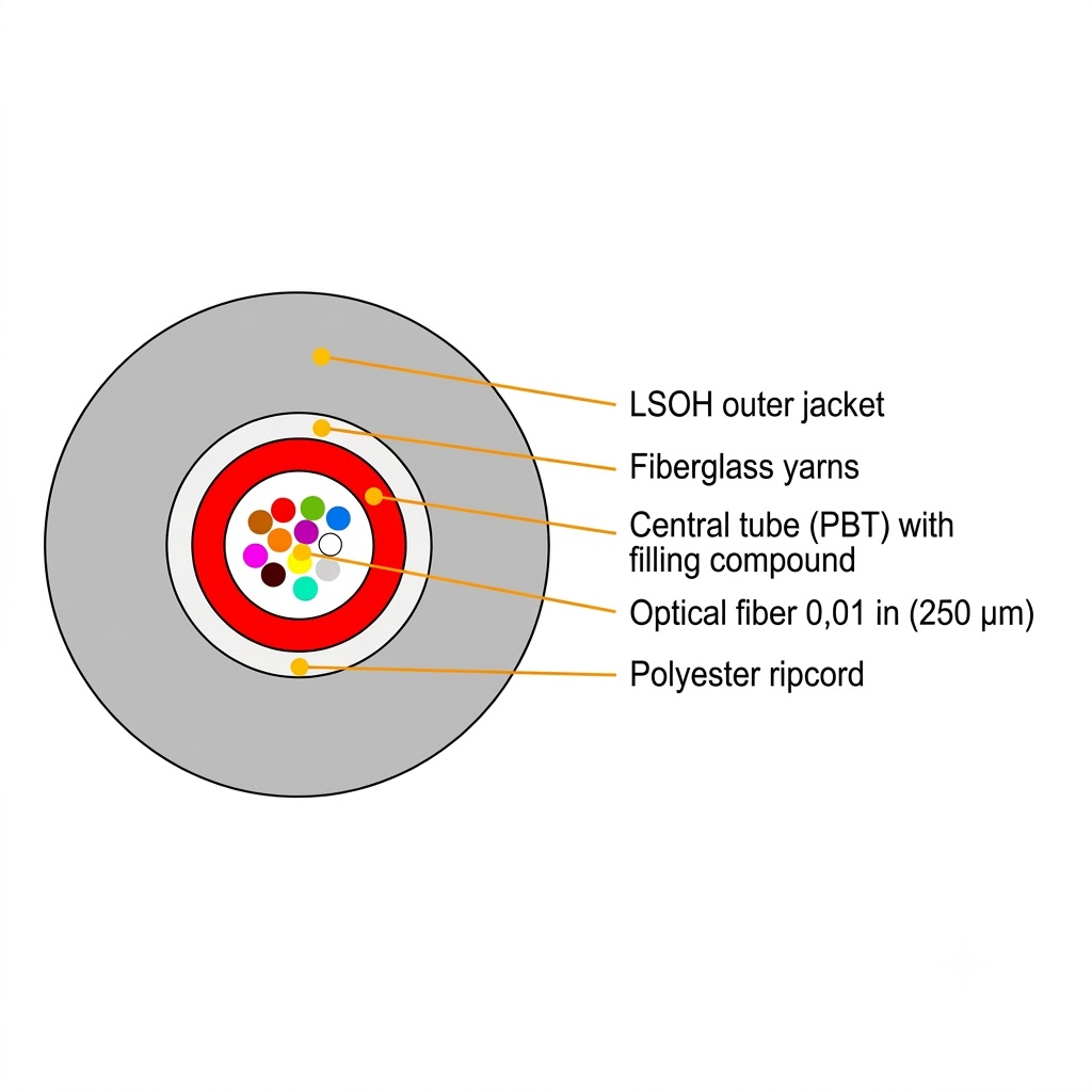 Indoor Central Loose Tube LSOH Fiber Optic Cable - Image 2