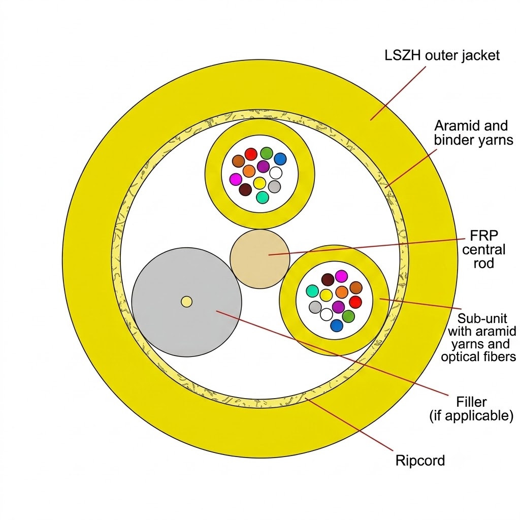 Single LSZH Outer Jacket Fiber Optic Cable with Subunits - Image 2
