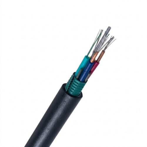 Armored Hybrid Fiber Optic Cable cross section with steel armor