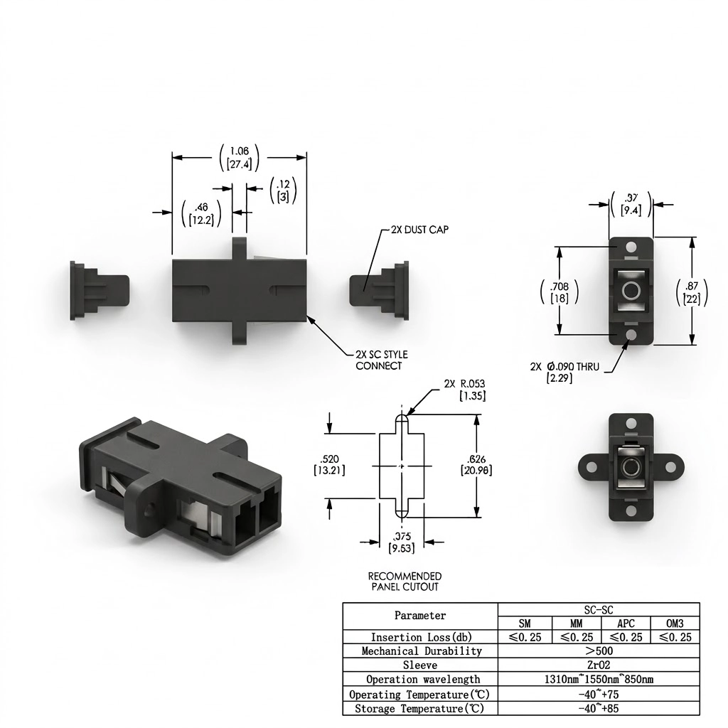 SC Simplex Fiber Optic Adapter - Image 3