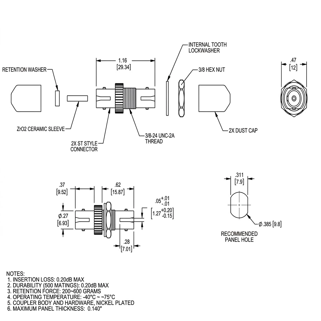 ST Universal Fiber Optic Coupler