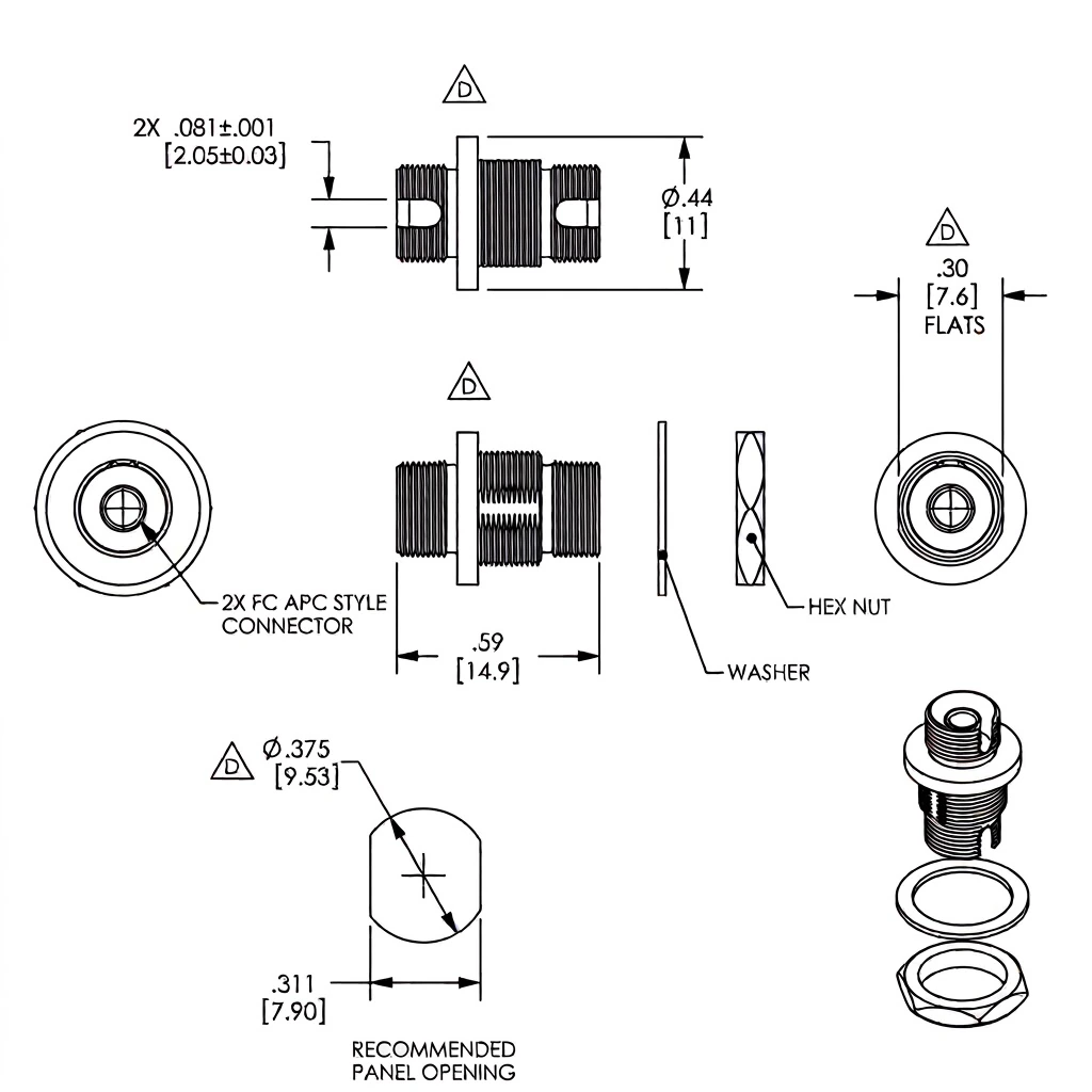 FC Simplex Metal Fiber Adapter - Image 13